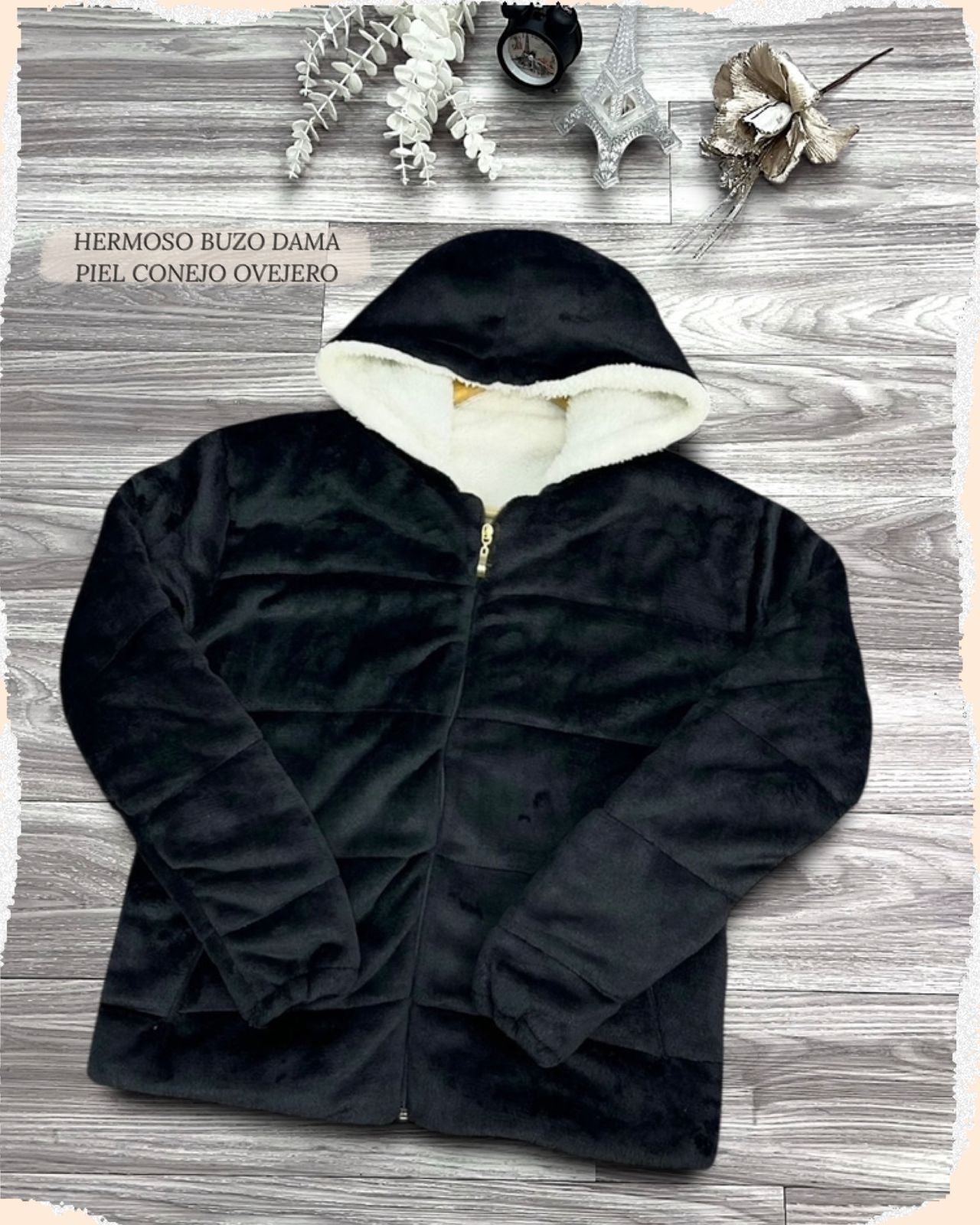 BUZO ESTILO CHAQUETA PIEL CONEJO