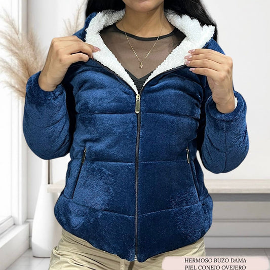 BUZO ESTILO CHAQUETA PIEL CONEJO