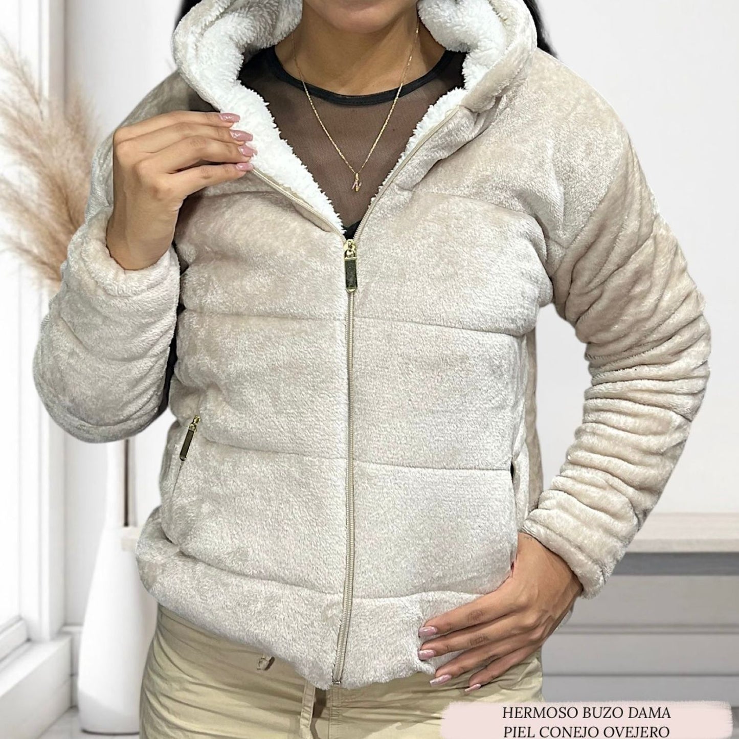 BUZO ESTILO CHAQUETA PIEL CONEJO