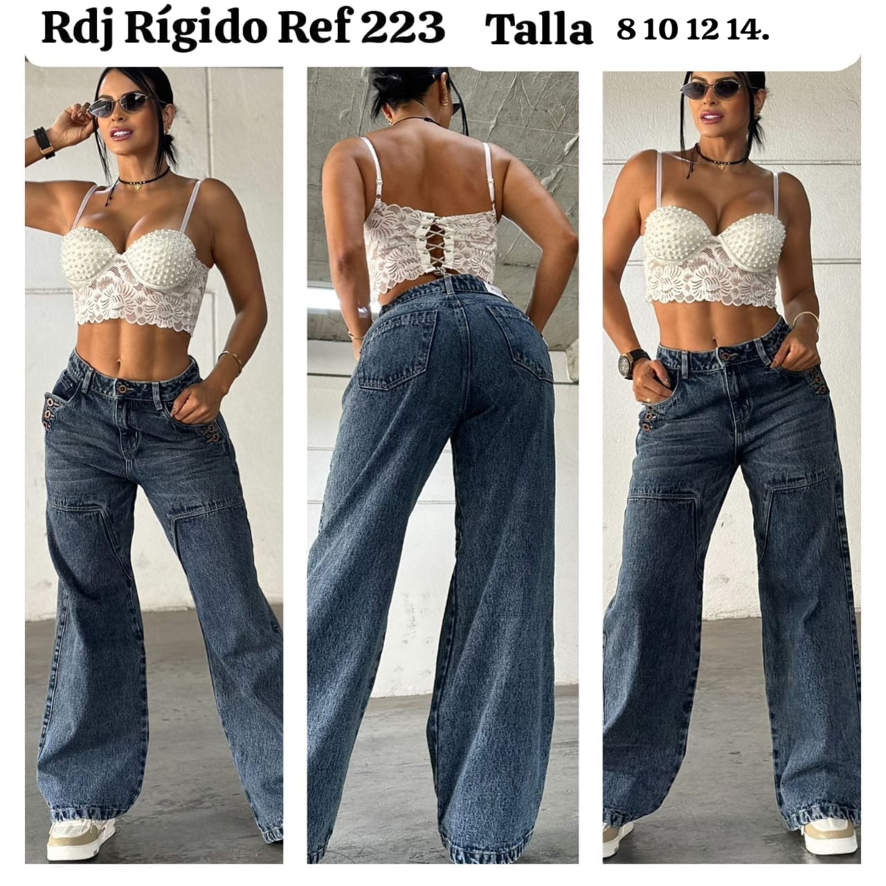 JEANS TIPO CARGO RÍGIDOS