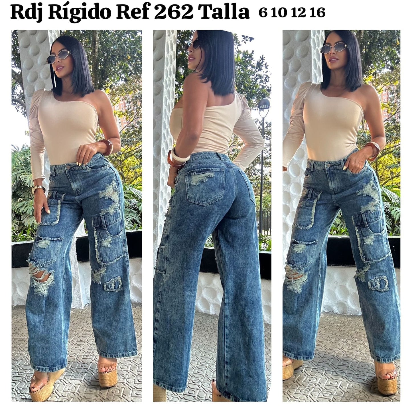 JEANS TIPO CARGO RÍGIDOS
