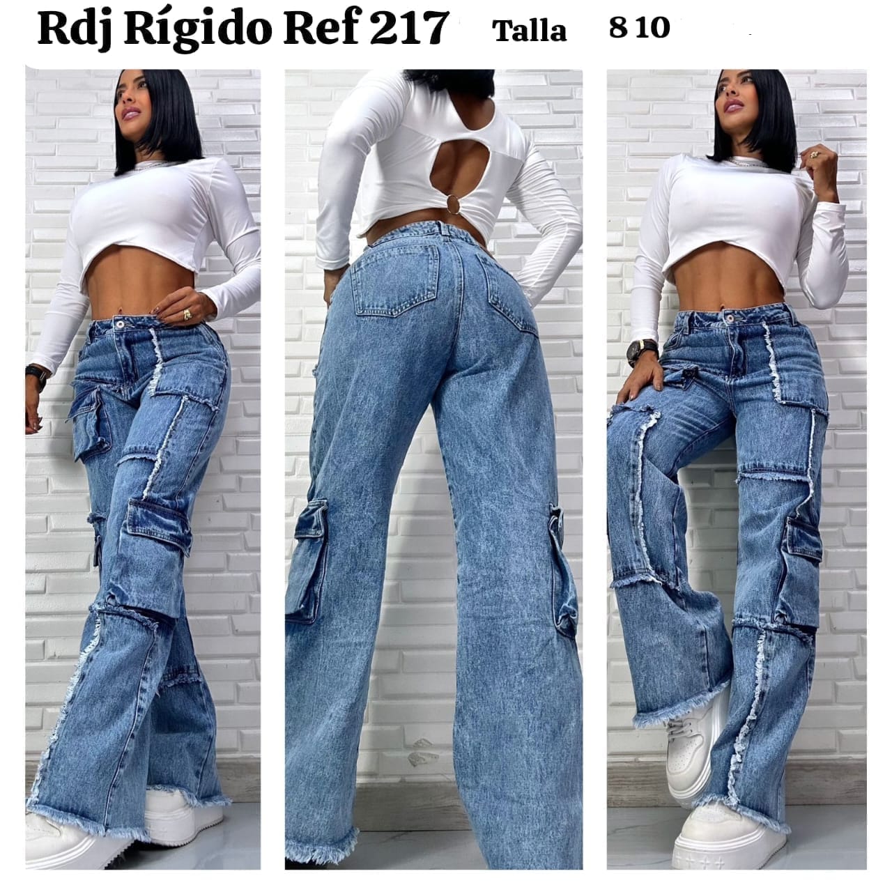 JEANS TIPO CARGO RÍGIDOS